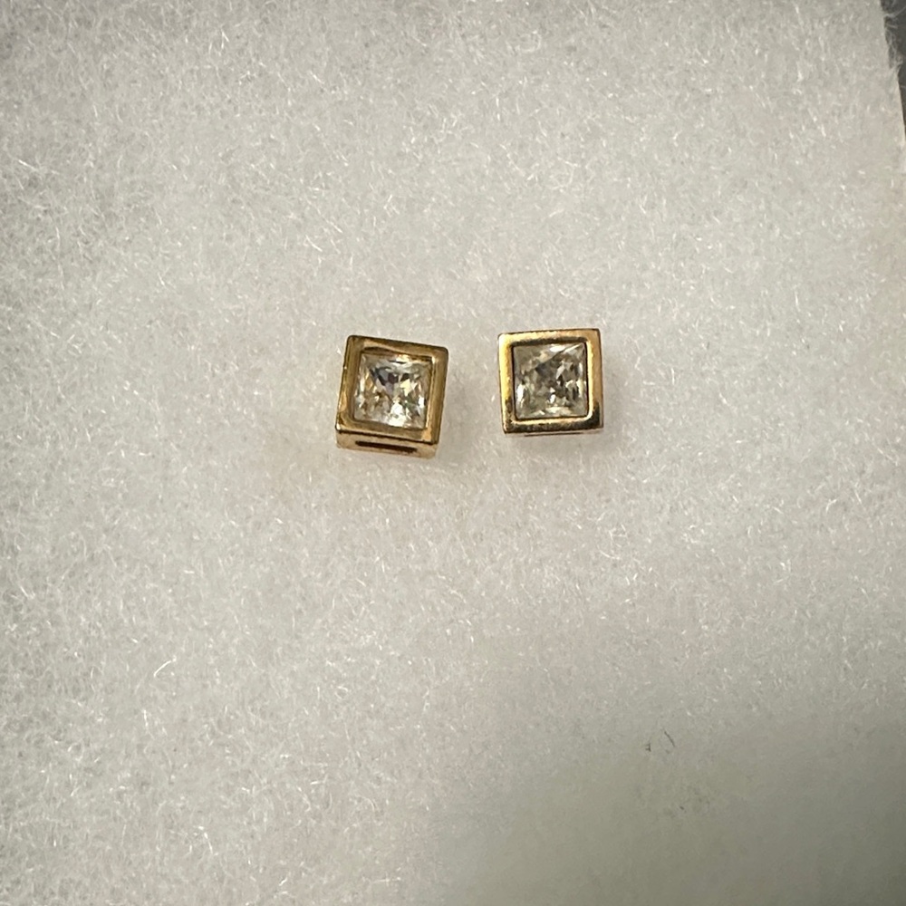 Swarovski Gold and Silver Square Stud Earrings